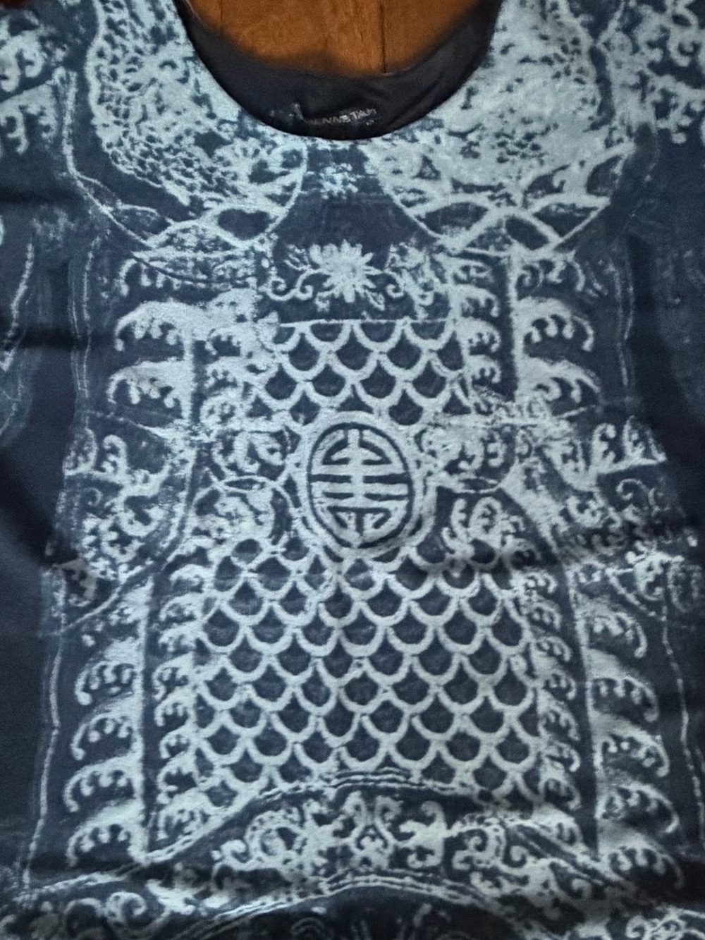Vivienne Tam RARE Vintage blue dragon batik long sleeve opera top sz 3 US 4-8 - Picture 4 of 11